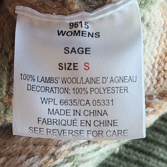 Woolrich 100% Lambs Wool Fair Isle Snowflake Nordic 1/4 Zip Sweater Sage Green S - Picture 8 of 12